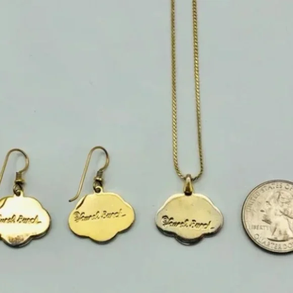 Laurel Burch Plum Blossom: Earrings and Necklace Purple on Gold- RARE & RETIRED! - Picture 4 of 9